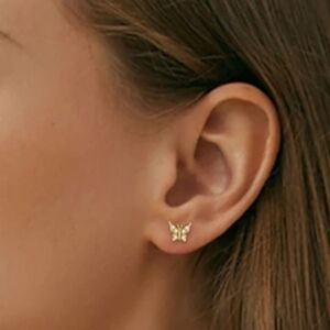 14k Gold Over Sterling Moissanite Butterfly Stud Earrings